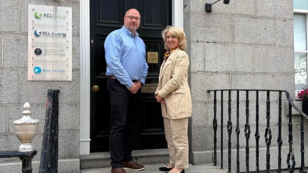 Telecoms Services Lead, Ian MacIntosh, with CEO of PCL Group, Jeanette Forbes